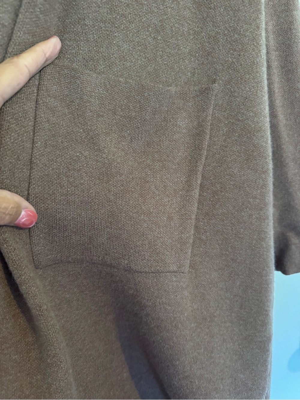 Brown Open-Front Long Cardigan Coat - Picture 4 of 5